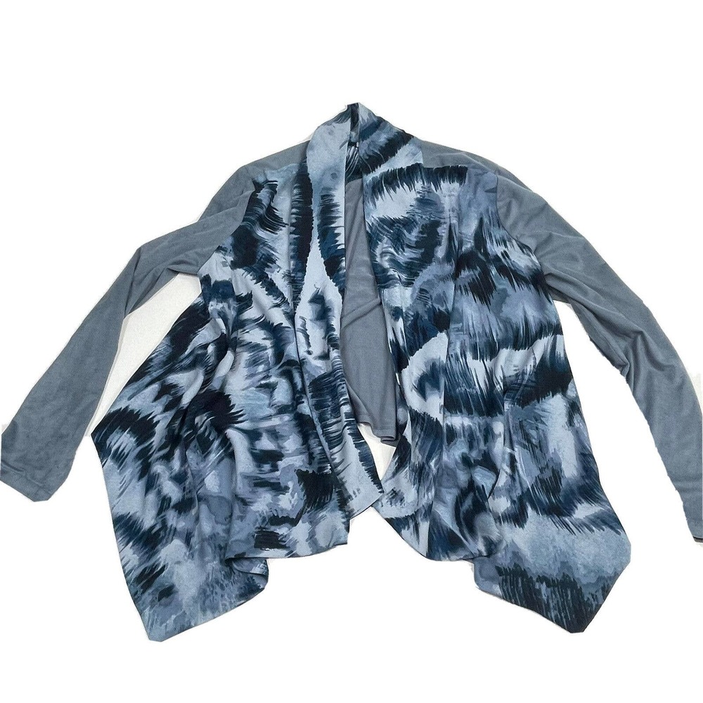 LOGO By Lori Goldstein Women’s Size Small Blue Waterfall‎ Open Front Cardigan